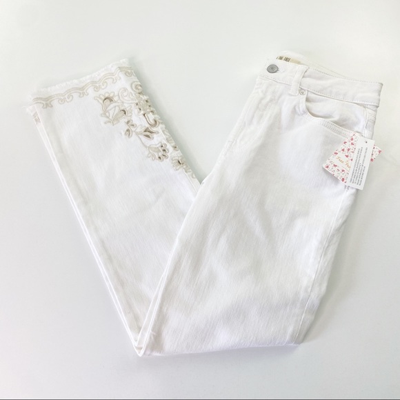 Free People Denim - Free People Cutwork Cigarette Jeans in Ivory Size 27 NEW